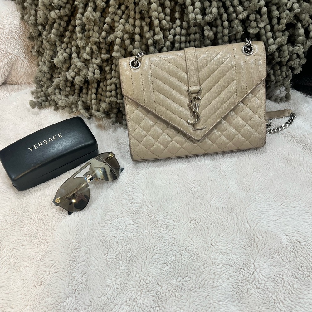 Yves Saint Laurent Beige Quilted Shoulder Bag